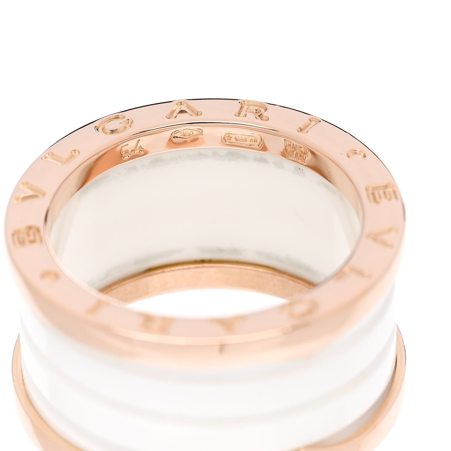 Bulgari 18K Rose Gold White Ceramic B.Zero1 Four-Band Ring 54 6.75 4 of 5