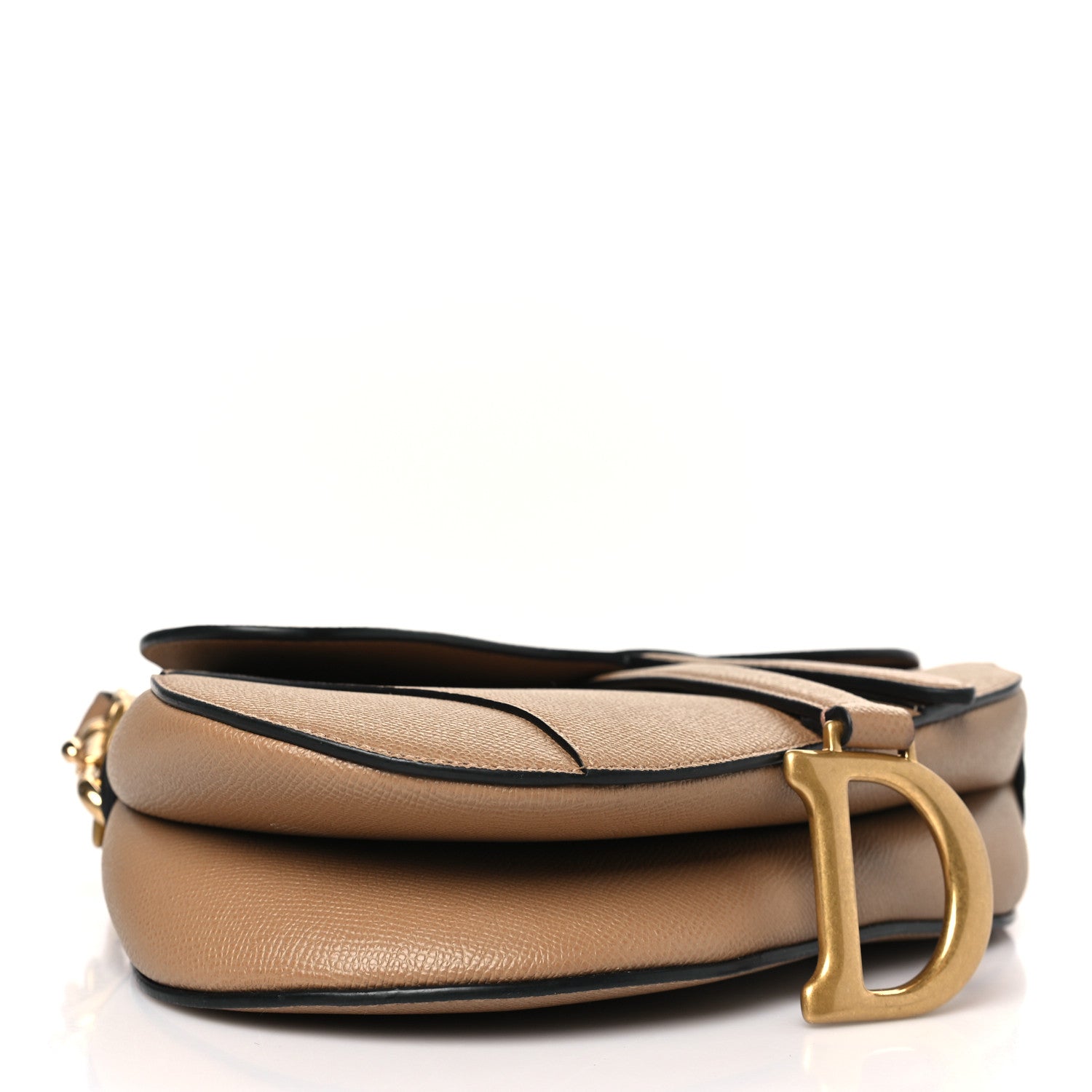Christian Dior Grained Calfskin Saddle Bag With Strap Warm Taupe 4 of 9