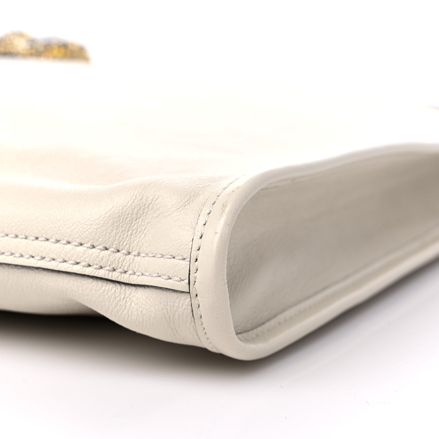 Suede Calfskin Large Rajah Chain Tote White