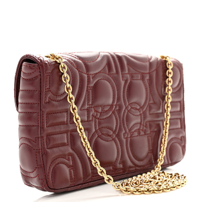Salvatore Ferragamo SALVATORE FERRAGAMO Calfskin Quilted Gancini Mini Bag Burgundy 3 of 12