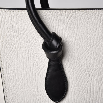Celine Elephant Calfskin Mini Bi-Color Tie Knot Tote White Black 8 of 16