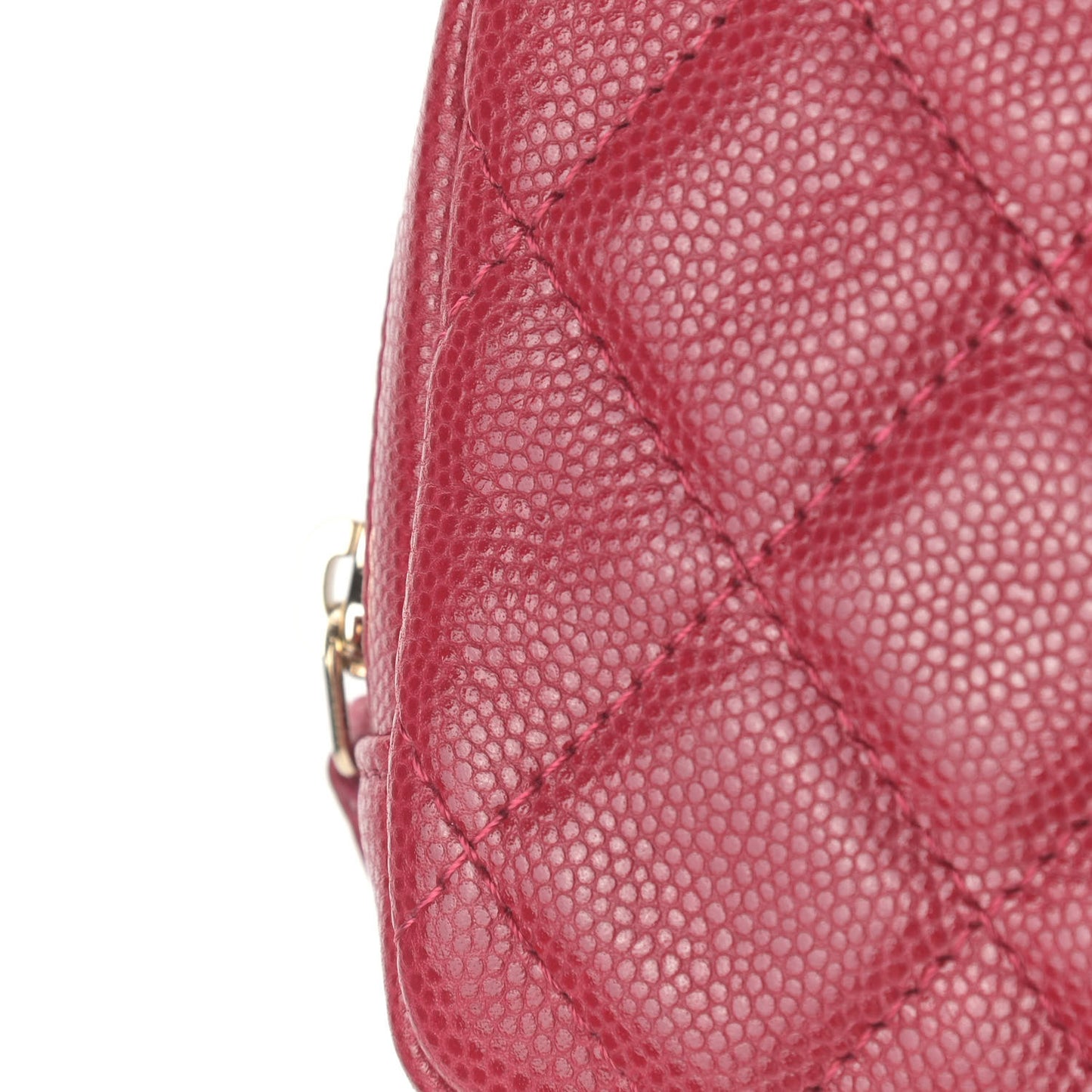Caviar Quilted Small Curvy Pouch Cosmetic Case Red