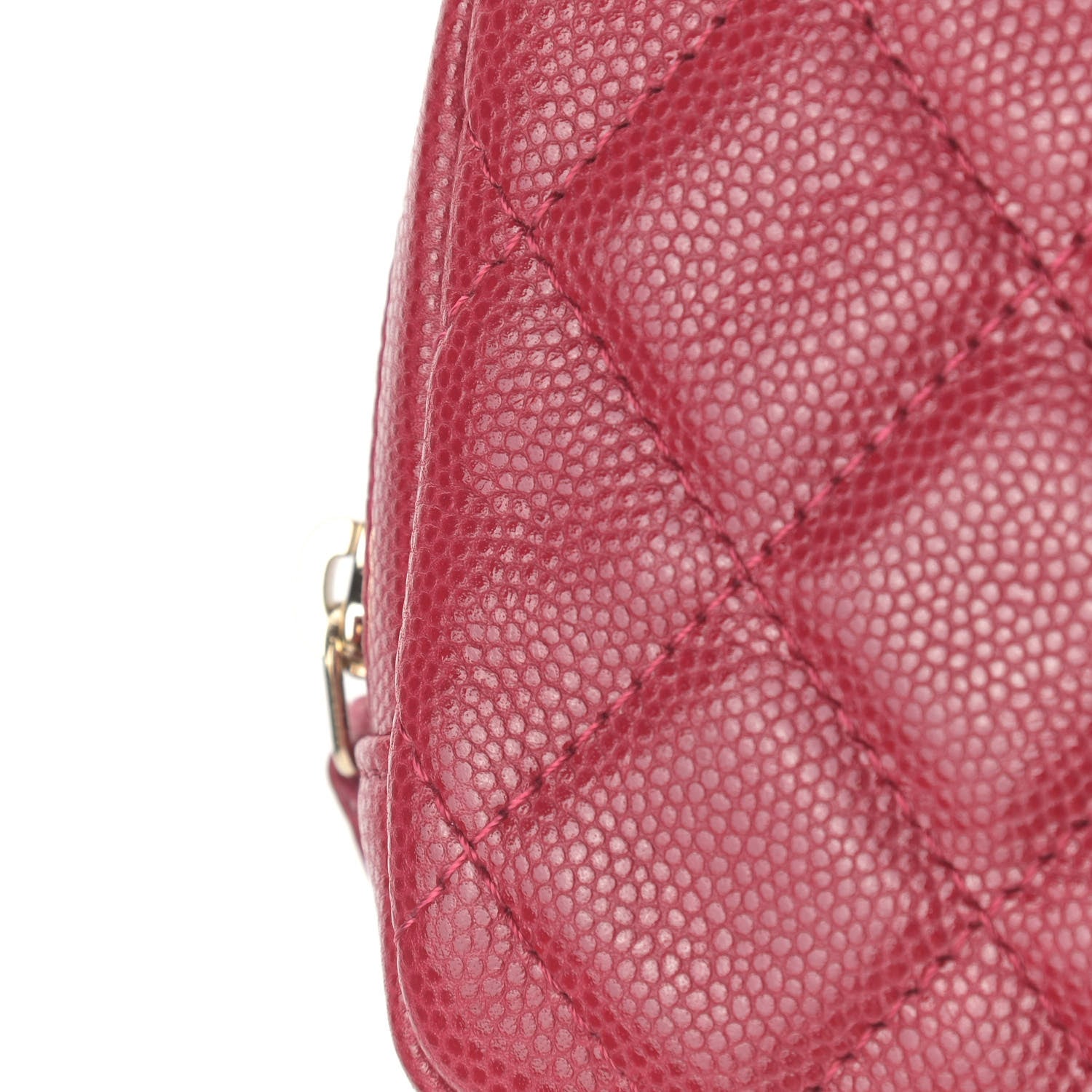 Chanel Caviar Quilted Small Curvy Pouch Cosmetic Case Red 11 of 14