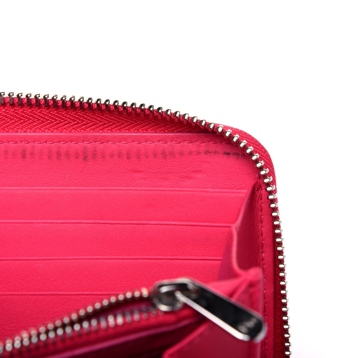 Lambskin Cannage Lady Dior Zip Wallet Fuchsia