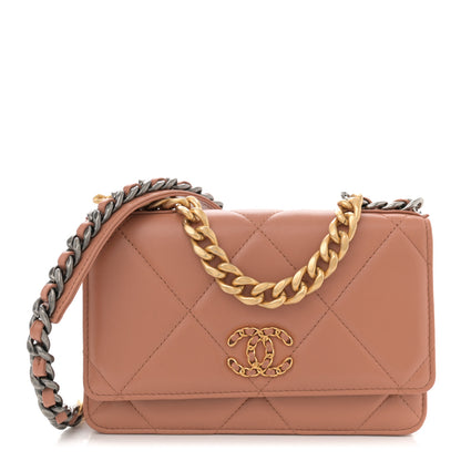 Chanel Lambskin Quilted Chanel 19 Wallet On Chain WOC Brown 1 of 12