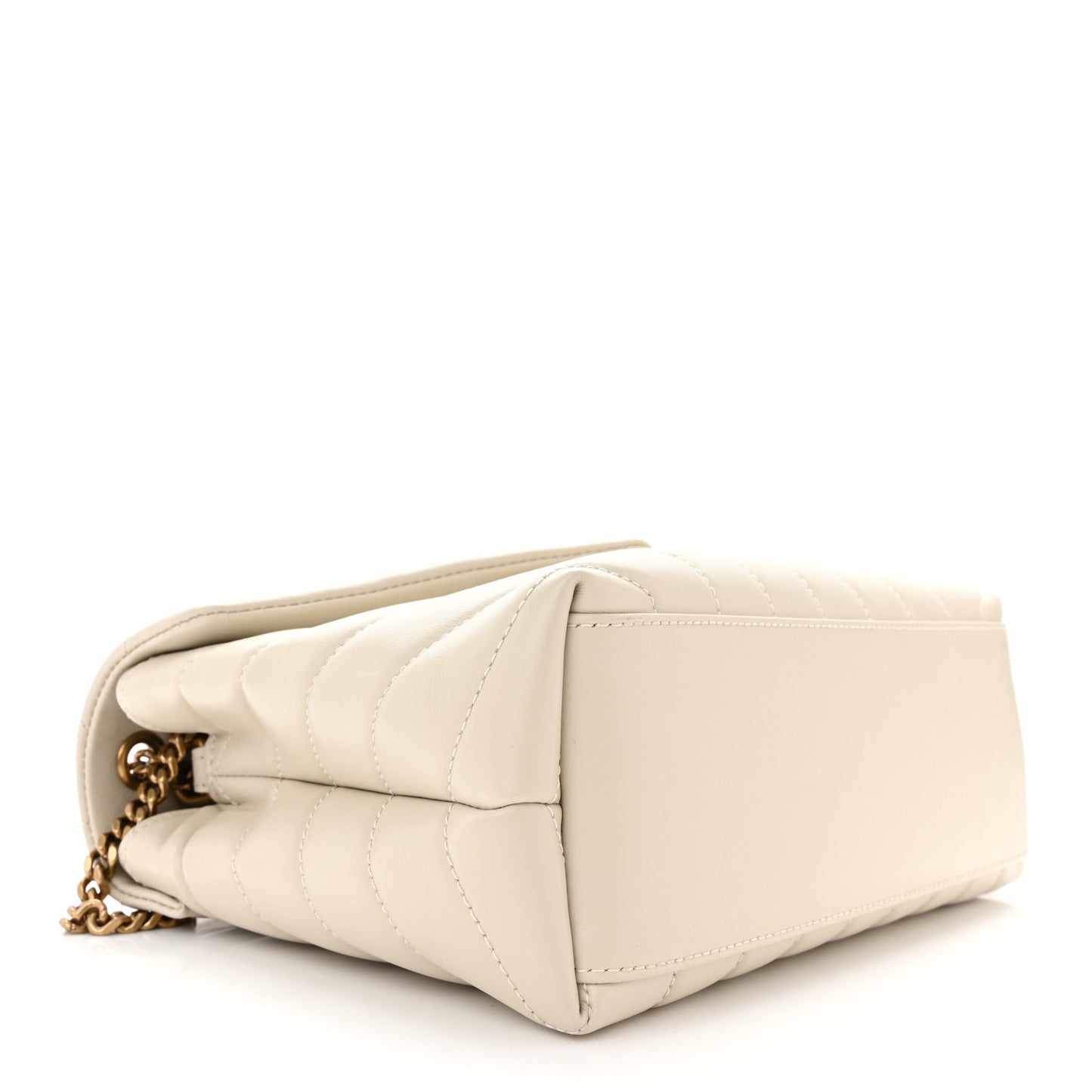Calfskin Y Quilted Monogram Small Loulou Chain Satchel Crema Soft