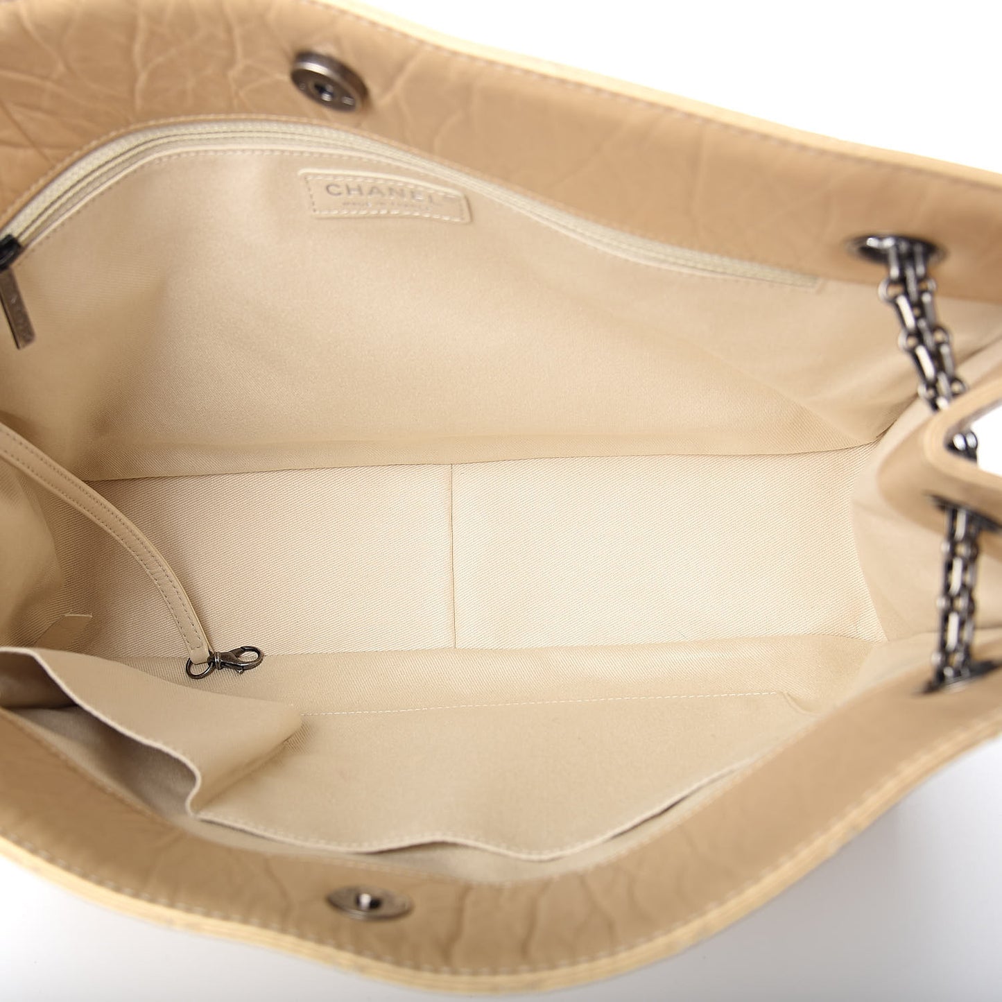 Metallic Aged Calfskin Quilted Reissue 2.55 Tote Light Gold