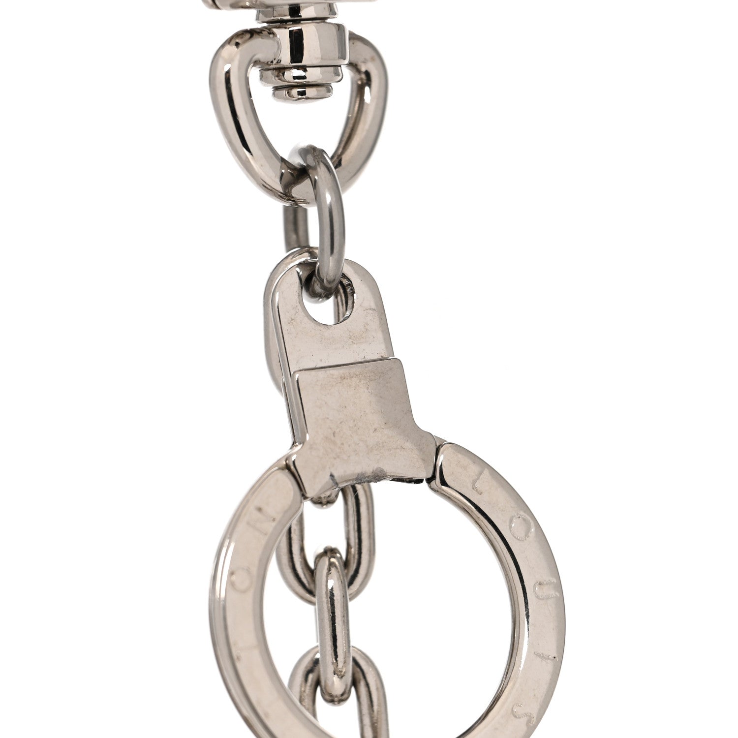 Louis Vuitton Metal Palladiium Finish LV Initiales Bag Charm Key Holder Silver 5 of 5