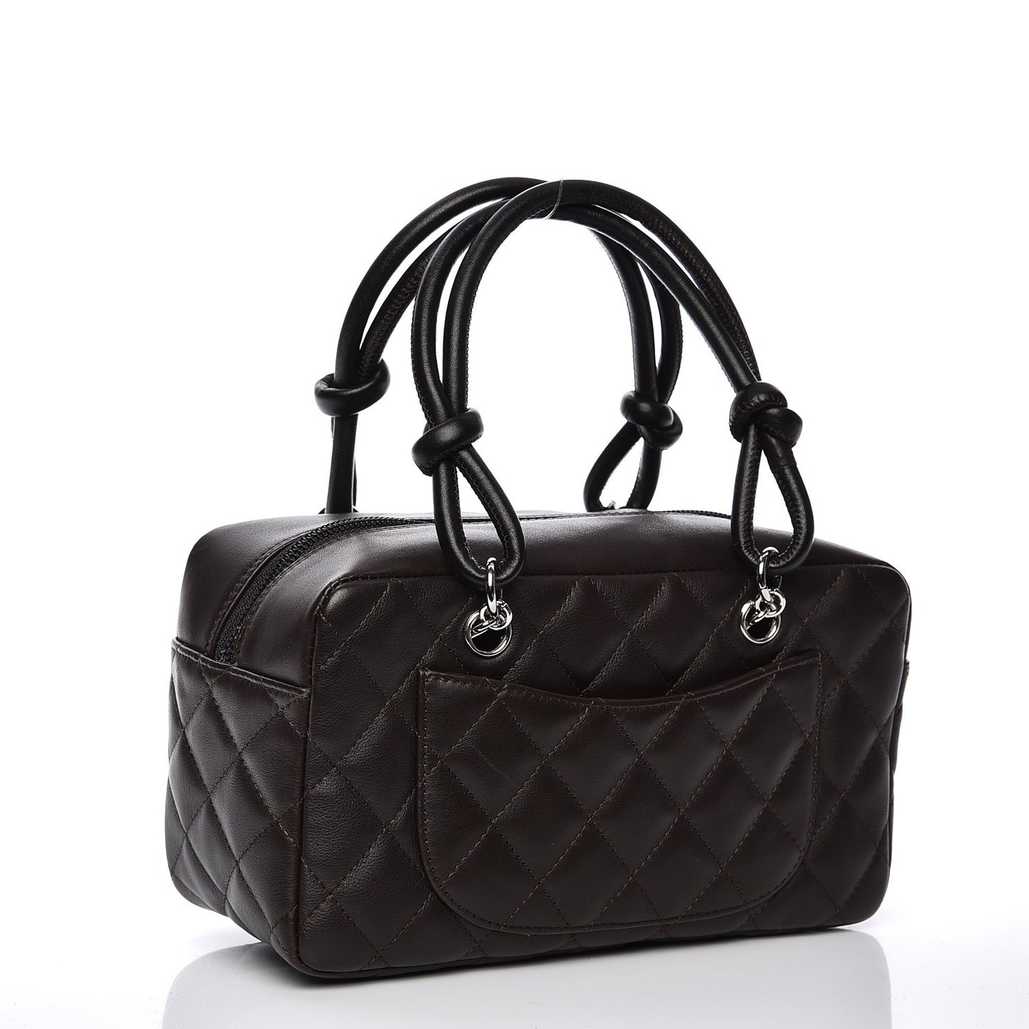 Calfskin Quilted Small Cambon Bowler Dark Brown