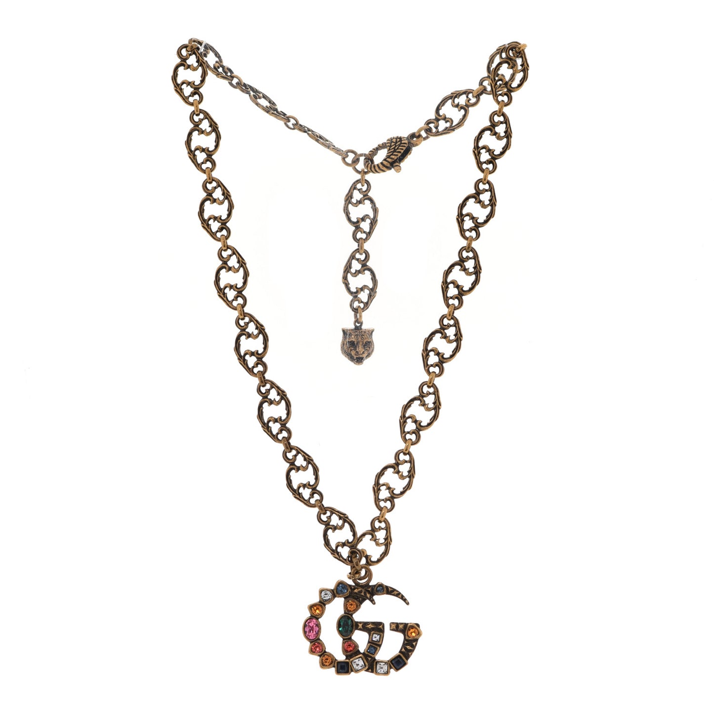 Crystal Marmont Necklace Aged Gold Multicolor