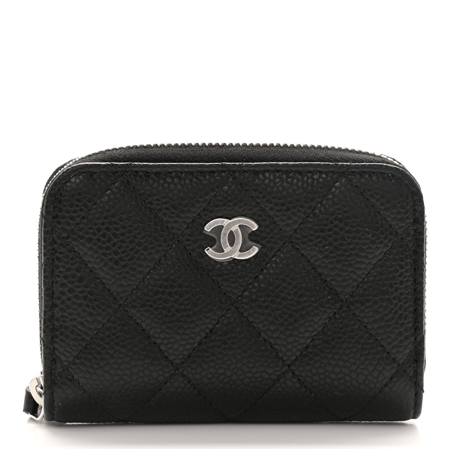 Caviar Quilted Classic Zipped Coin Purse Black
