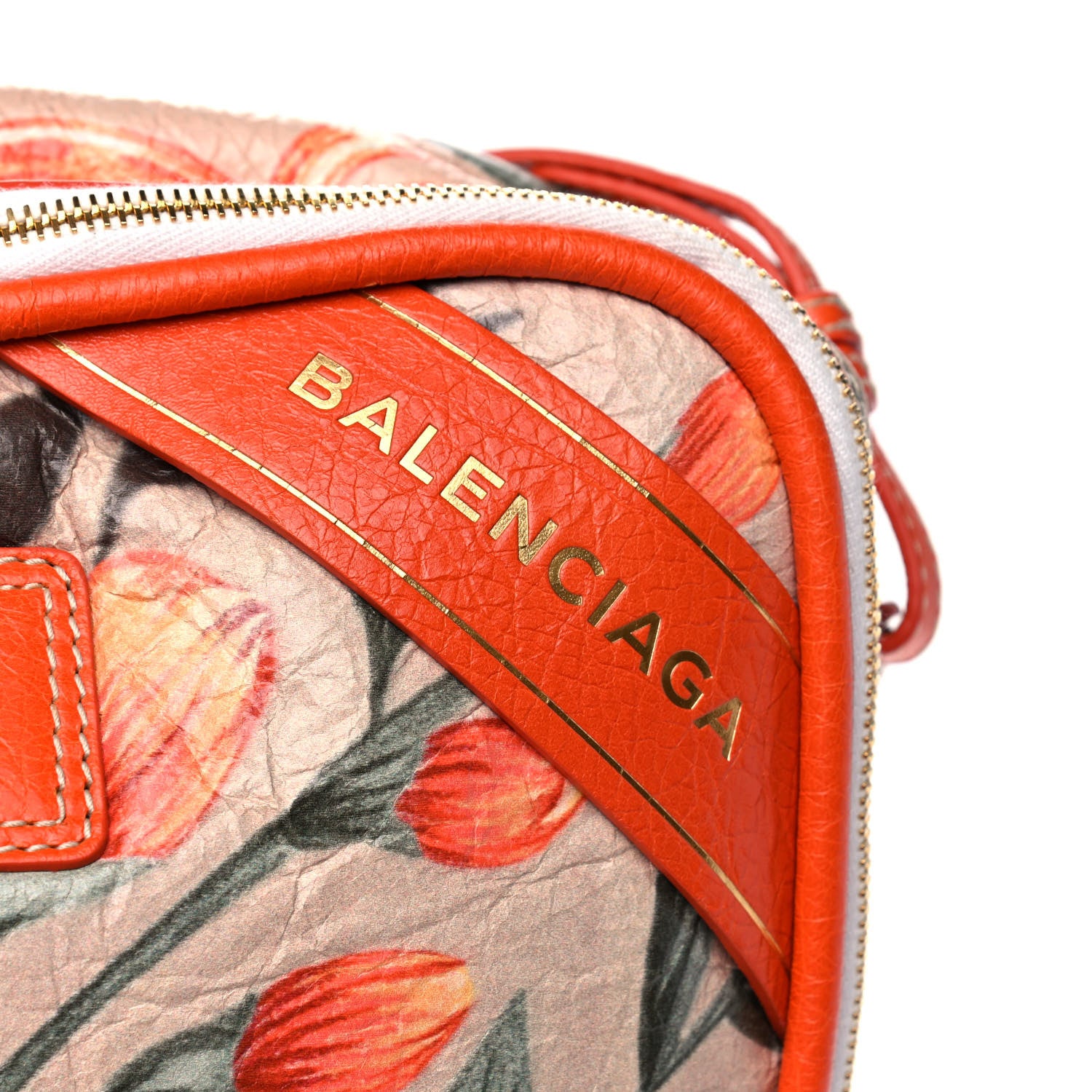 Balenciaga Agneau Floral Print Medium Blanket Square Tote Orange 7 of 12