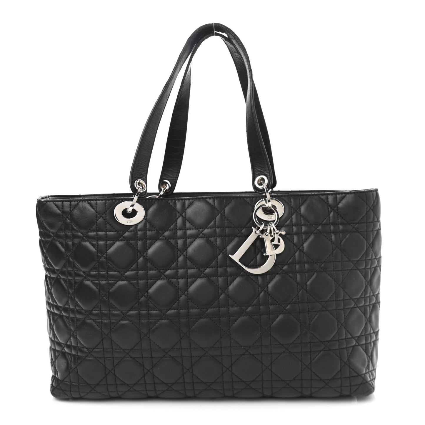 Lambskin Cannage Large Lady Dior Shopper Tote Black