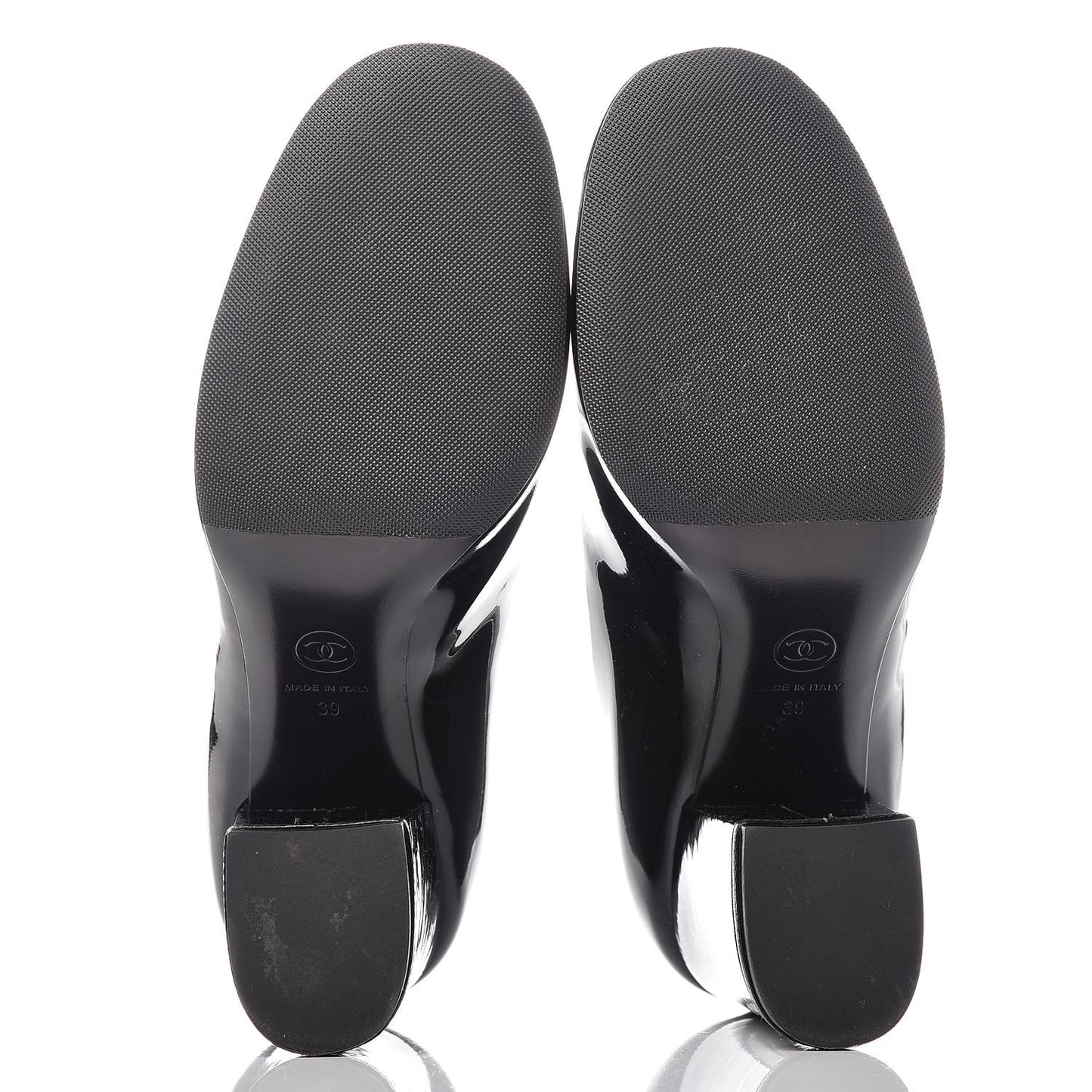 Patent Calfskin Mary Jane Pumps 39 Black
