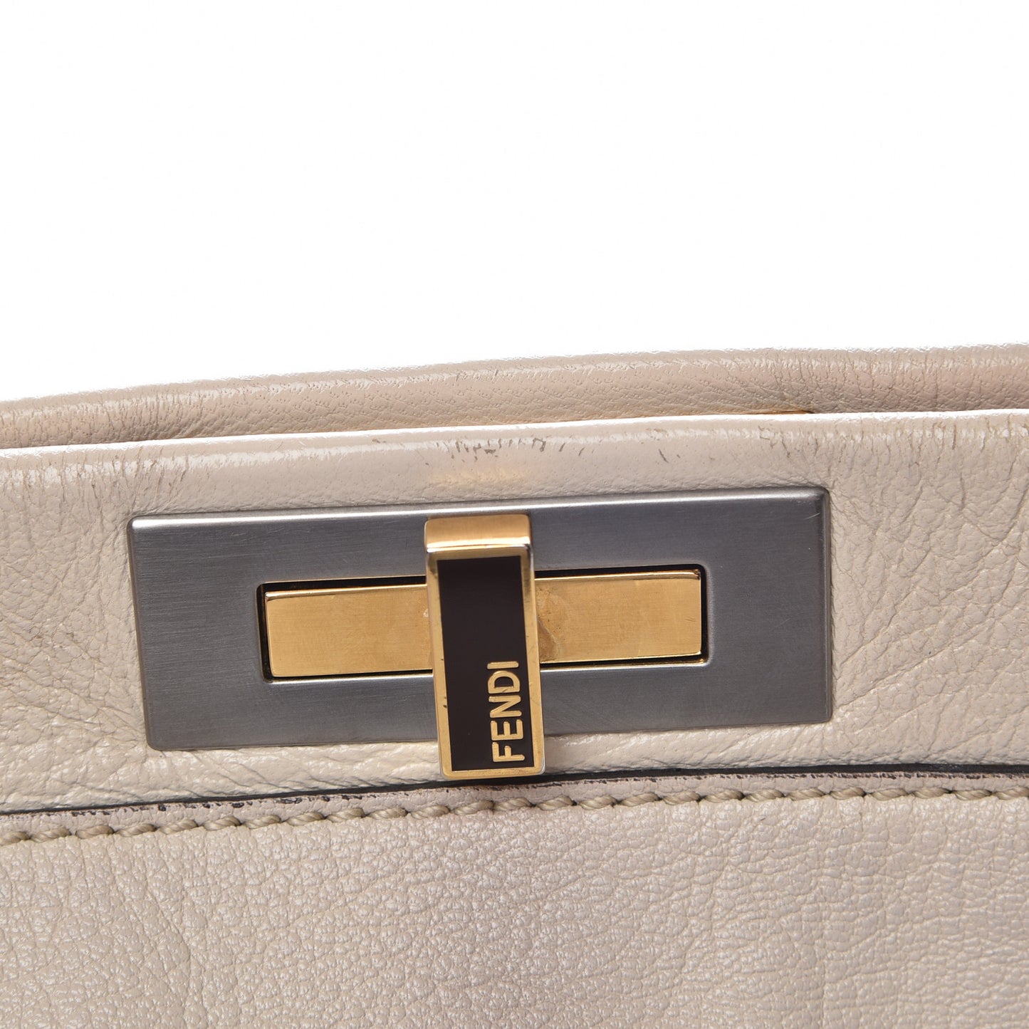 Goatskin Elaphe Large Peekaboo Iconic Satchel Latte Natural