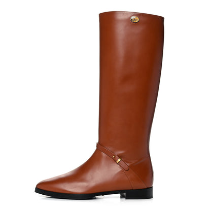 Gucci Calfskin Rosie Tall Riding Boots 39 Brown Papaya 1 of 11