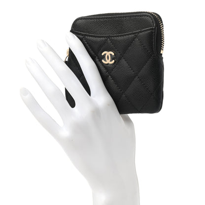 Chanel Caviar Quilted Zip Card Holder Wallet Black 2 of 7