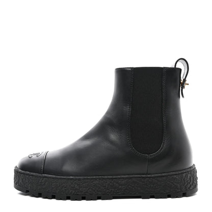 Chanel Calfskin Cap Toe CC Ankle Boots 40 Black 1 of 9