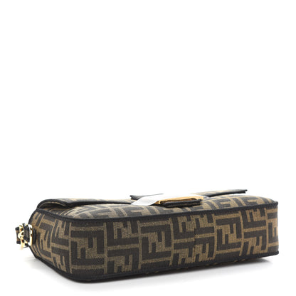Fendi Fabric Jacquard FF 1974 Medium Baguette Tobacco Moro Black 4 of 10