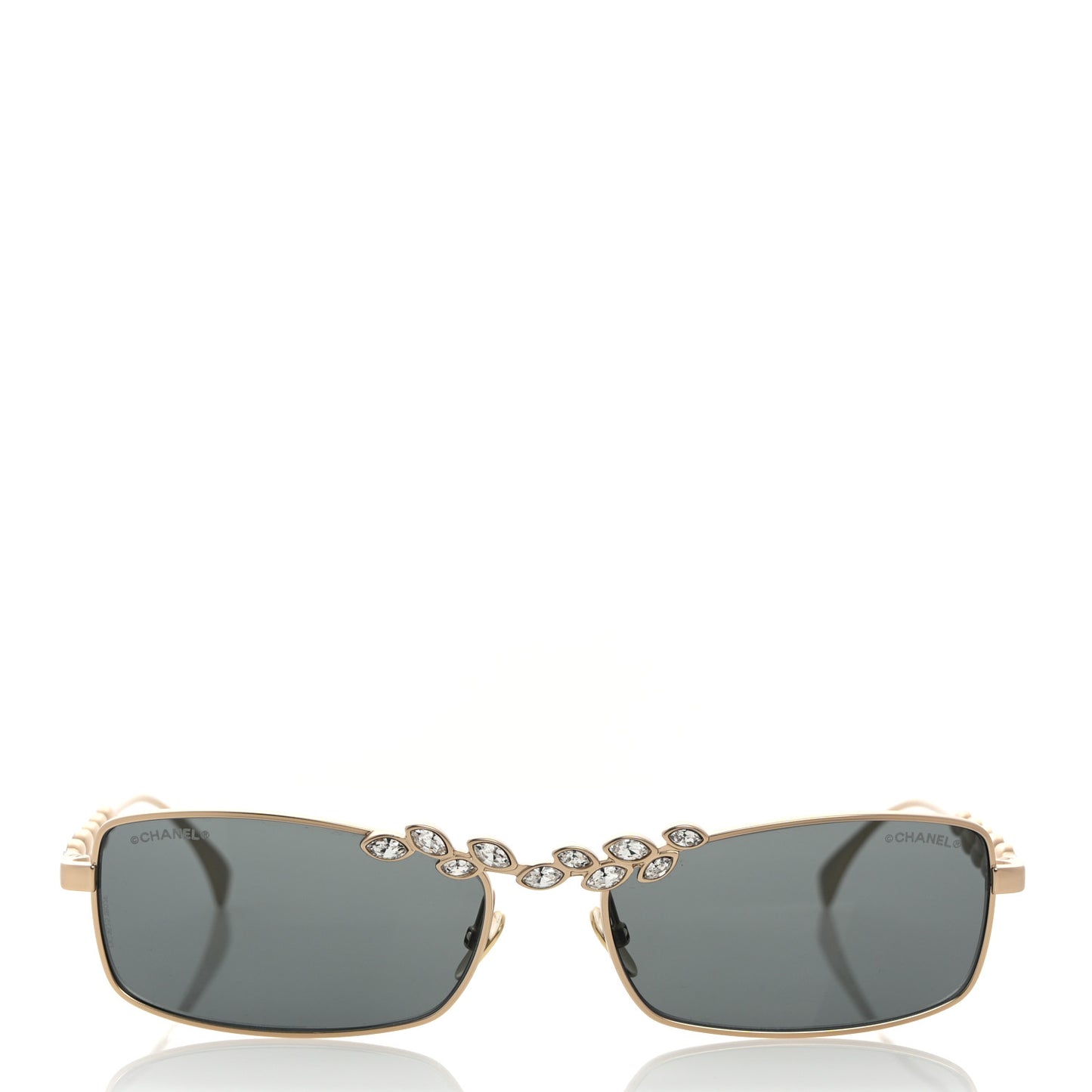 Metal Crystal Sparkling Wheat Rectangle Sunglasses 71584 Gold