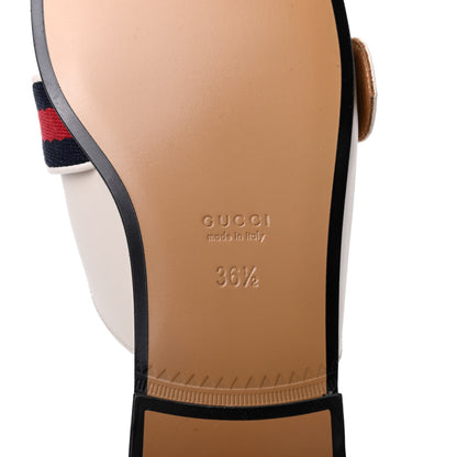 Gucci Calfskin Web Womens Peyton GG Slippers 36.5 White 7 of 13