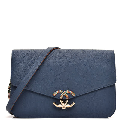 Chanel Grained Calfskin Quilted Cuba Flap Blue 1 of 11