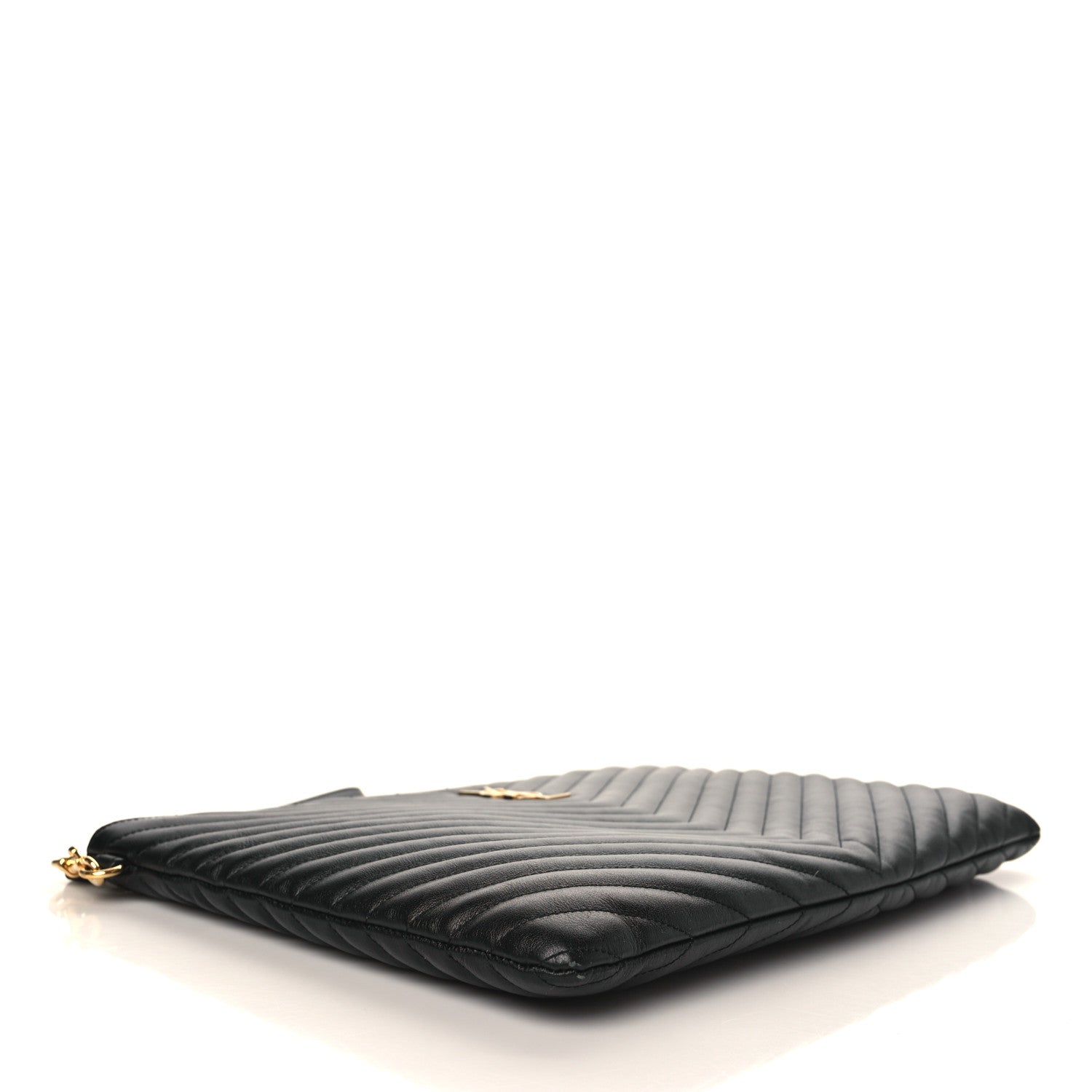 Saint Laurent Calfskin Matelasse Chevron Monogram Document Holder Black 4 of 8