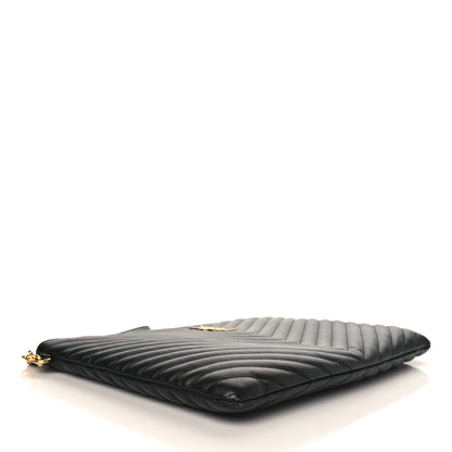 Saint Laurent Calfskin Matelasse Chevron Monogram Document Holder Black 4 of 8