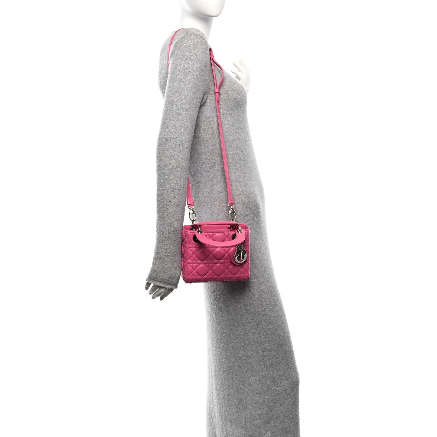 Lambskin Cannage Mini Lady Dior Sorbet