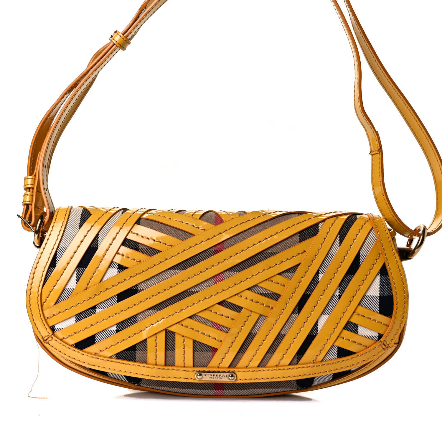 Burberry Patent Lilford Check Crossbody Bag Yellow 11 of 17