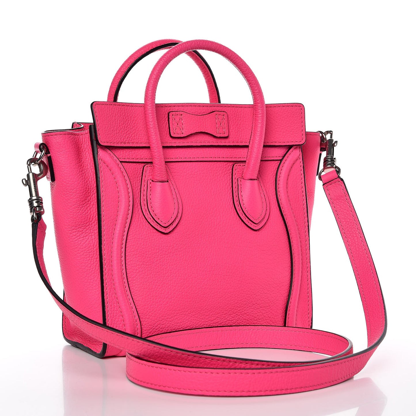 Drummed Calfskin Nano Luggage Fluo Pink