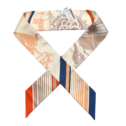 Hermes Silk Ex-Libris Twilly Creme Orange Beige 1 of 5