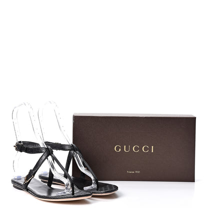 Gucci Calfskin Microguccissima Thong Sandals 40 Black 9 of 9