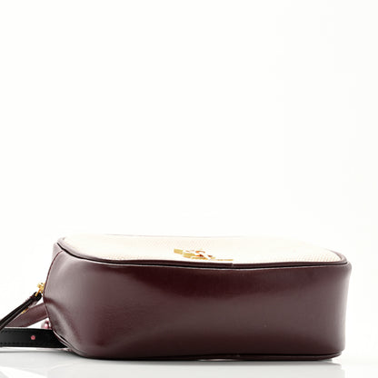 Saint Laurent Calfskin Canvas Monogram Lou Belt Bag Natural Dark Legion Red 4 of 10