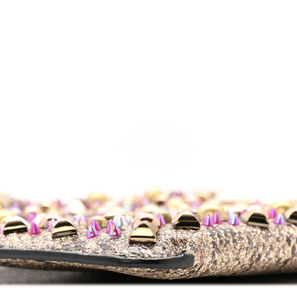 Christian Louboutin Metallic Snakeskin Embossed Spikes Loubiposh Clutch Gold Pink 8 of 12