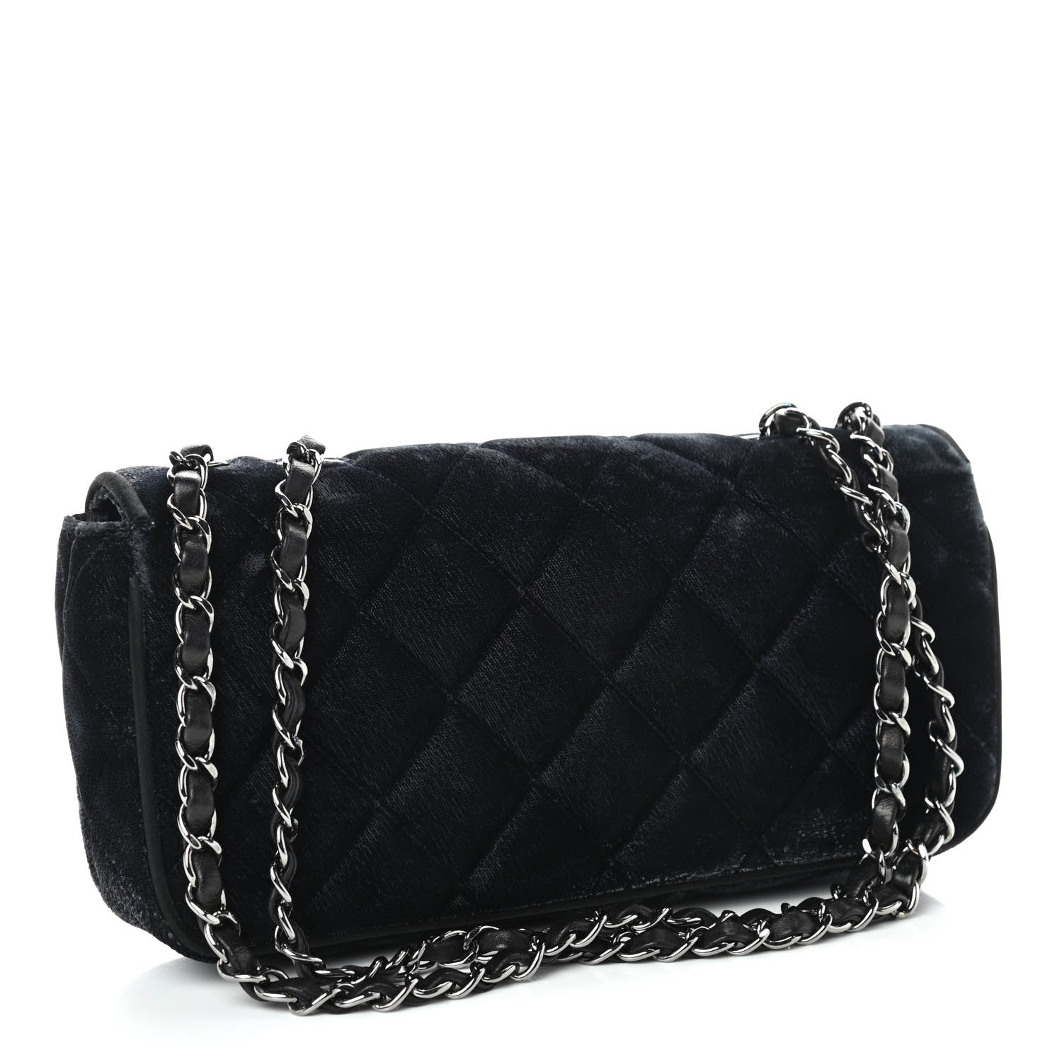 Chanel Velvet Quilted East West Flap Black 3 of 12