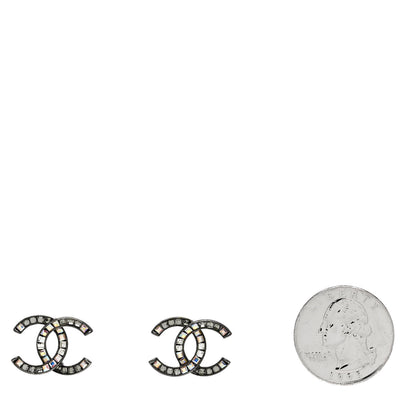 Chanel Crystal Baguette CC Earrings Silver 2 of 4
