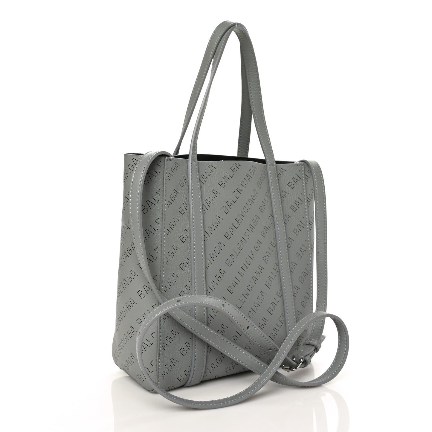 Smooth Calfskin Logo Perforated XXS Everyday Tote Gris Cendre