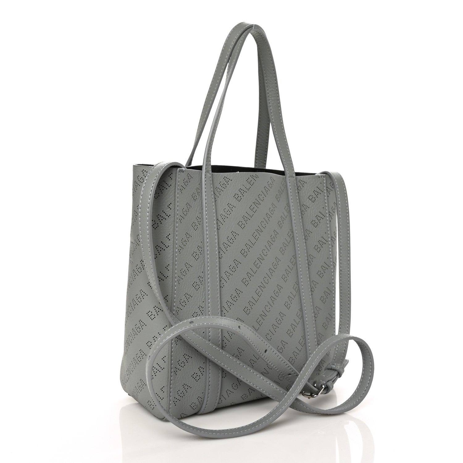 Balenciaga Smooth Calfskin Logo Perforated XXS Everyday Tote Gris Cendre 2 of 5