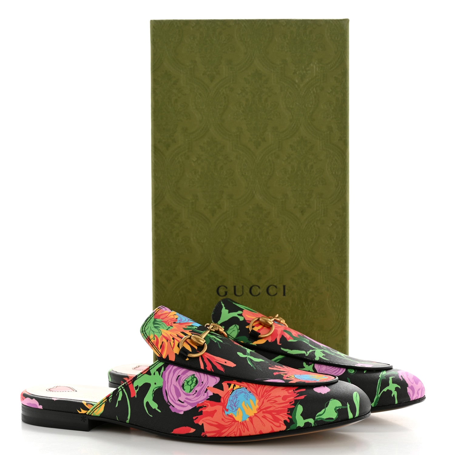 Gucci X KEN SCOTT Canvas Infinity Jenni Women's Princetown Slippers 39 Black Pink 10 of 11