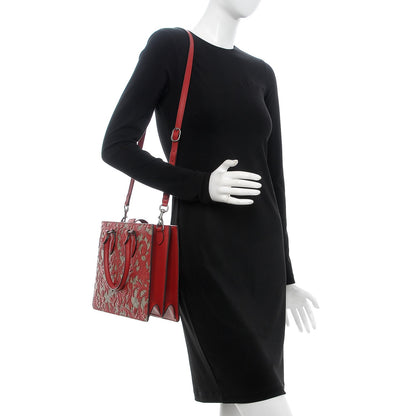 Gucci GG Supreme Monogram Arabesque Small Top Handle Bag Beige Hibiscus Red 2 of 8