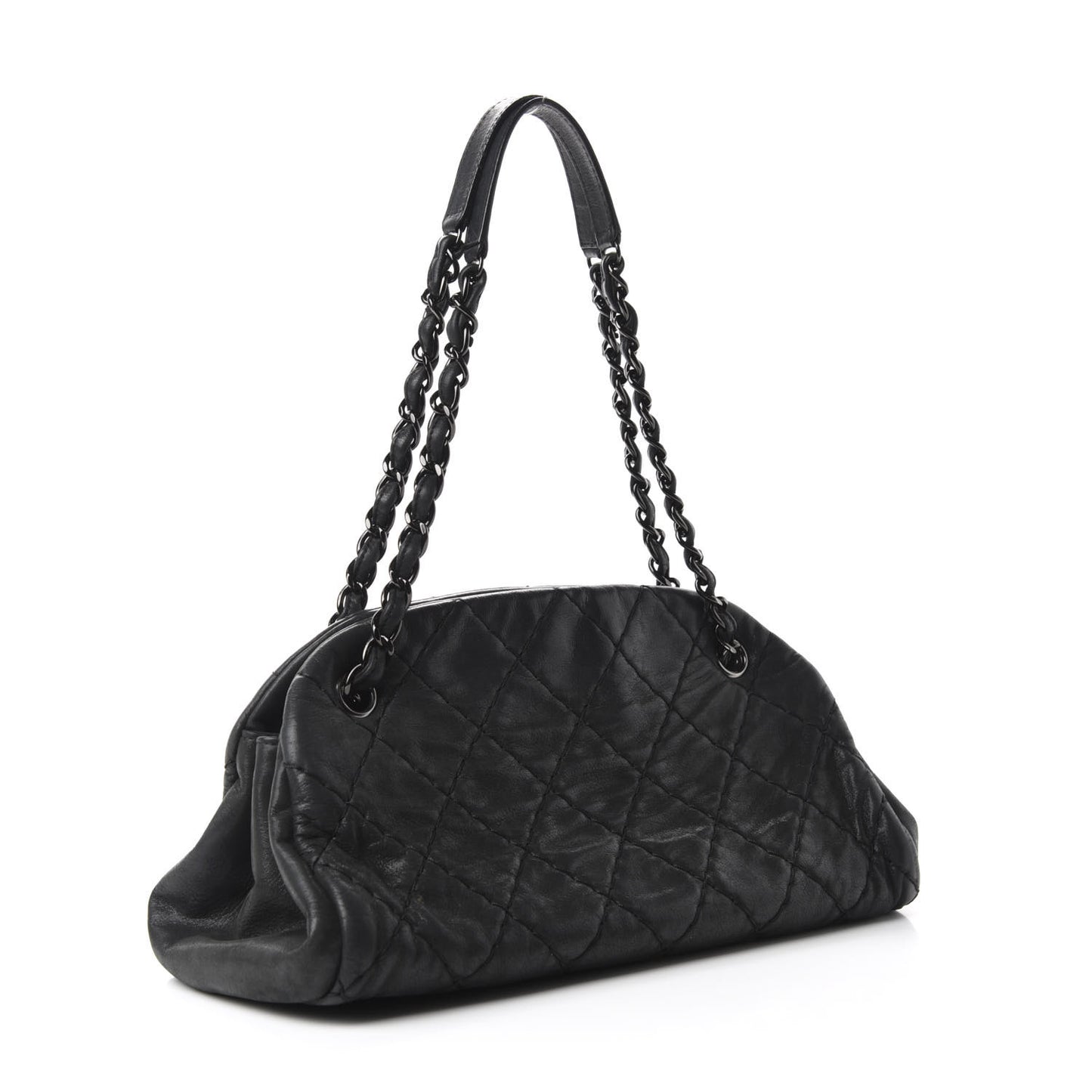Iridescent Calfskin Medium Just Mademoiselle Bowler Black