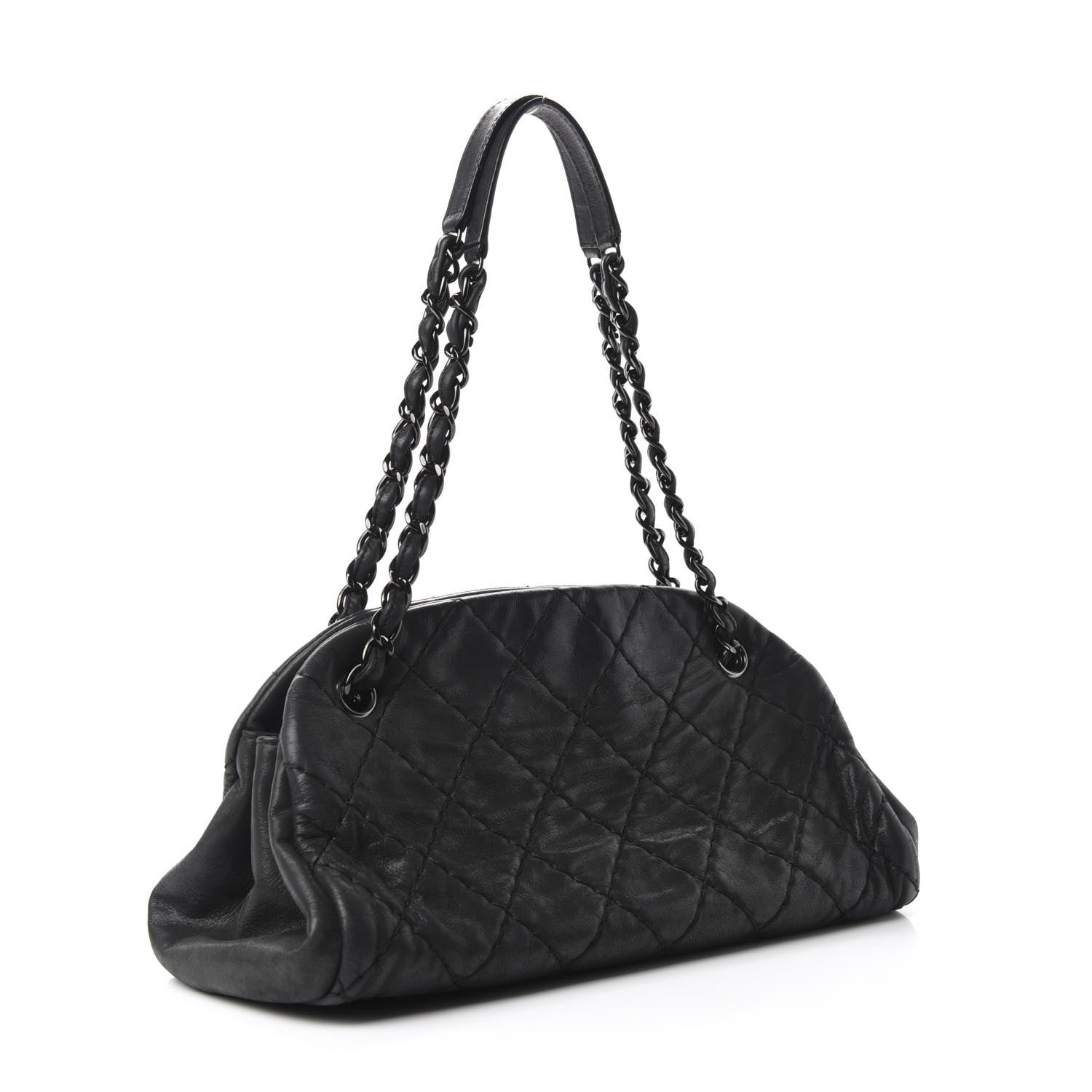 Chanel Iridescent Calfskin Medium Just Mademoiselle Bowler Black 4 of 12