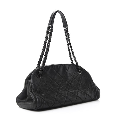 Chanel Iridescent Calfskin Medium Just Mademoiselle Bowler Black 4 of 12