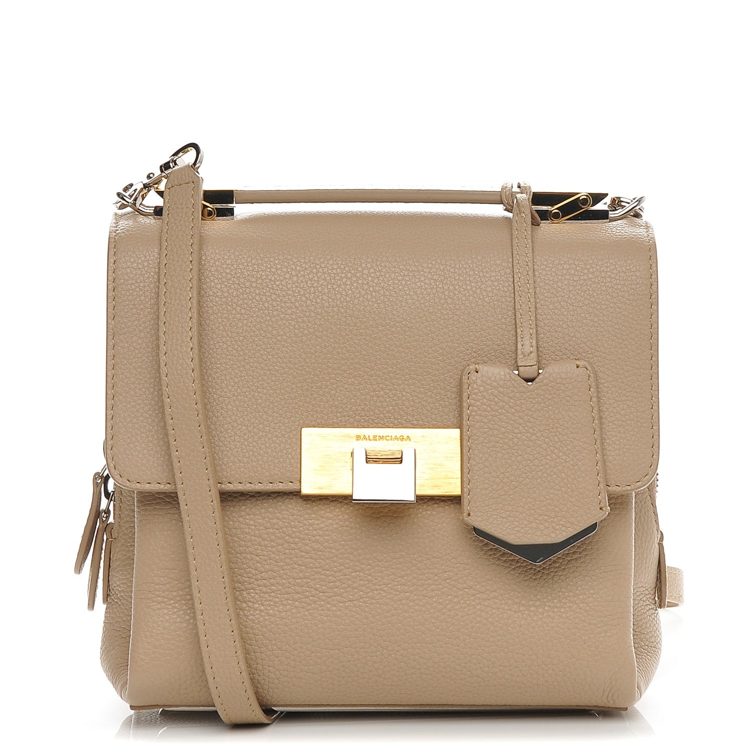 Balenciaga Grained Calfskin Le Dix Mini Soft Cartable Beige Seigle 1 of 7