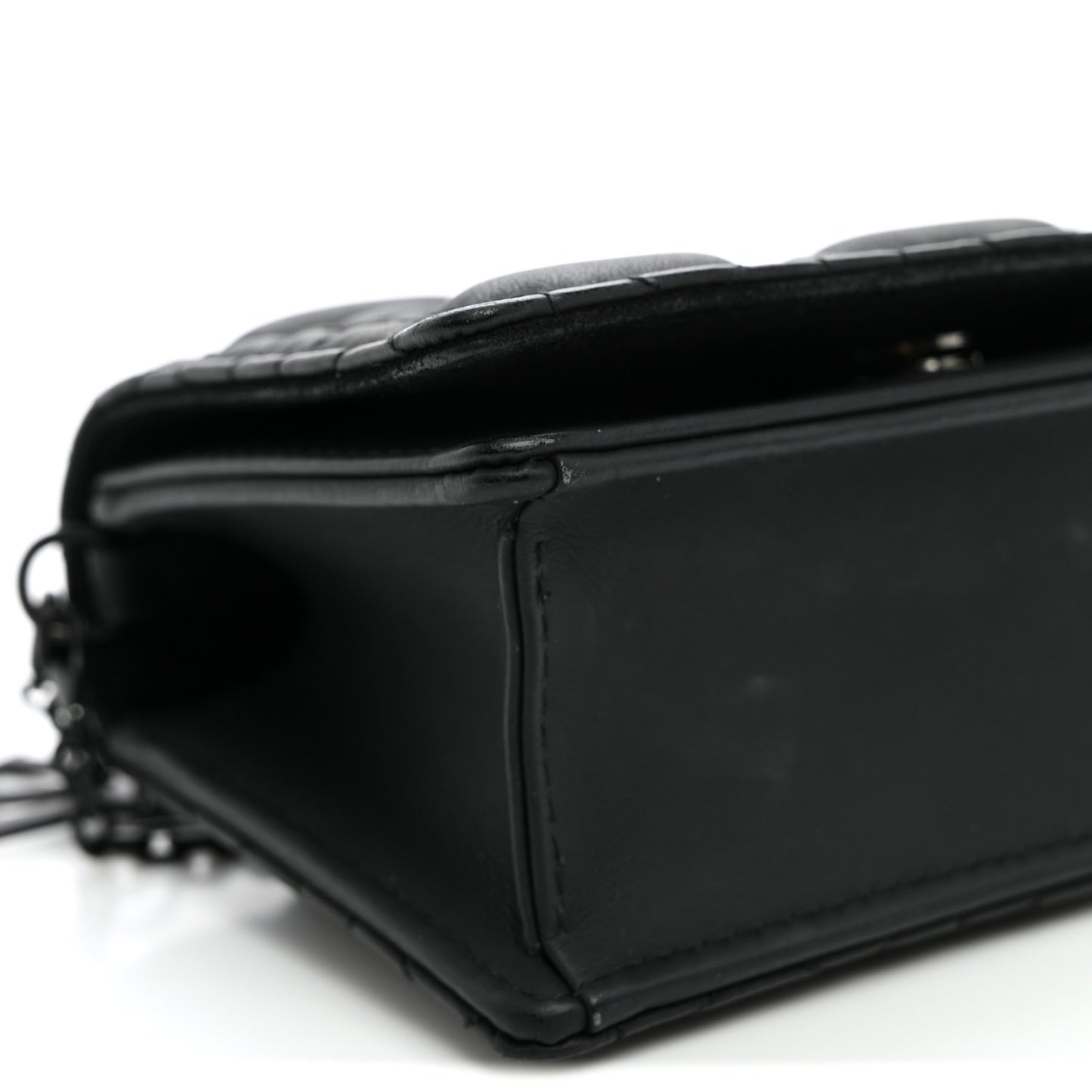 Ultra Matte Calfskin Cannage Nano Lady Dior Pouch Black