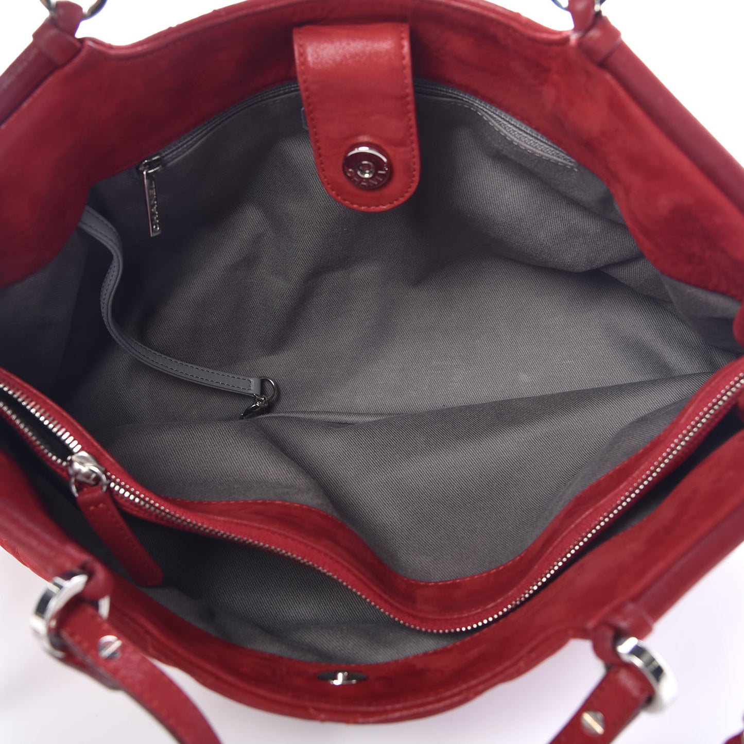 Iridescent Calfskin Quilted Small Sea Hit Tote Red