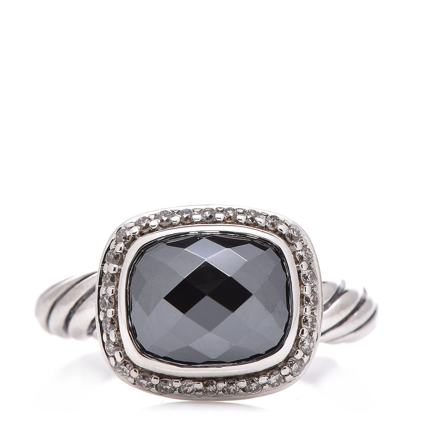 Sterling Silver Diamond Hematite 10mm Noblesse Ring 54 7