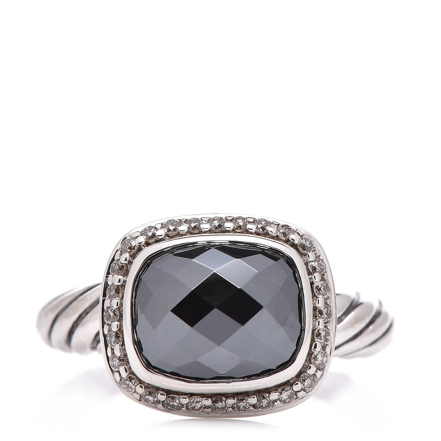 David Yurman Sterling Silver Diamond Hematite 10mm Noblesse Ring 54 7 1 of 5