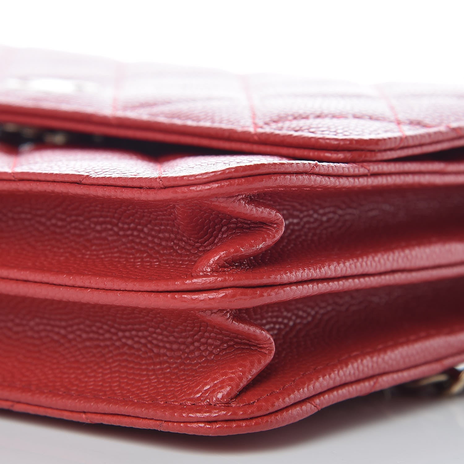 Chanel Caviar Quilted Square Wallet On Chain WOC Red 9 of 10